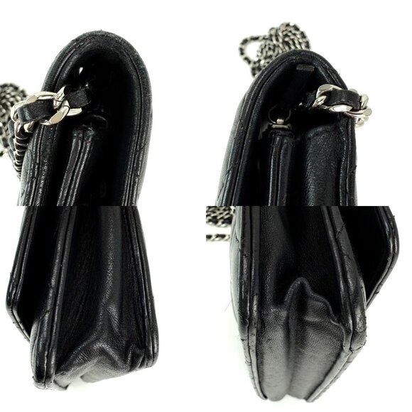 Chanel Black Quilted Smooth Lambskin Wallet on a Chain Clutch Bag - Picture 6 of 14